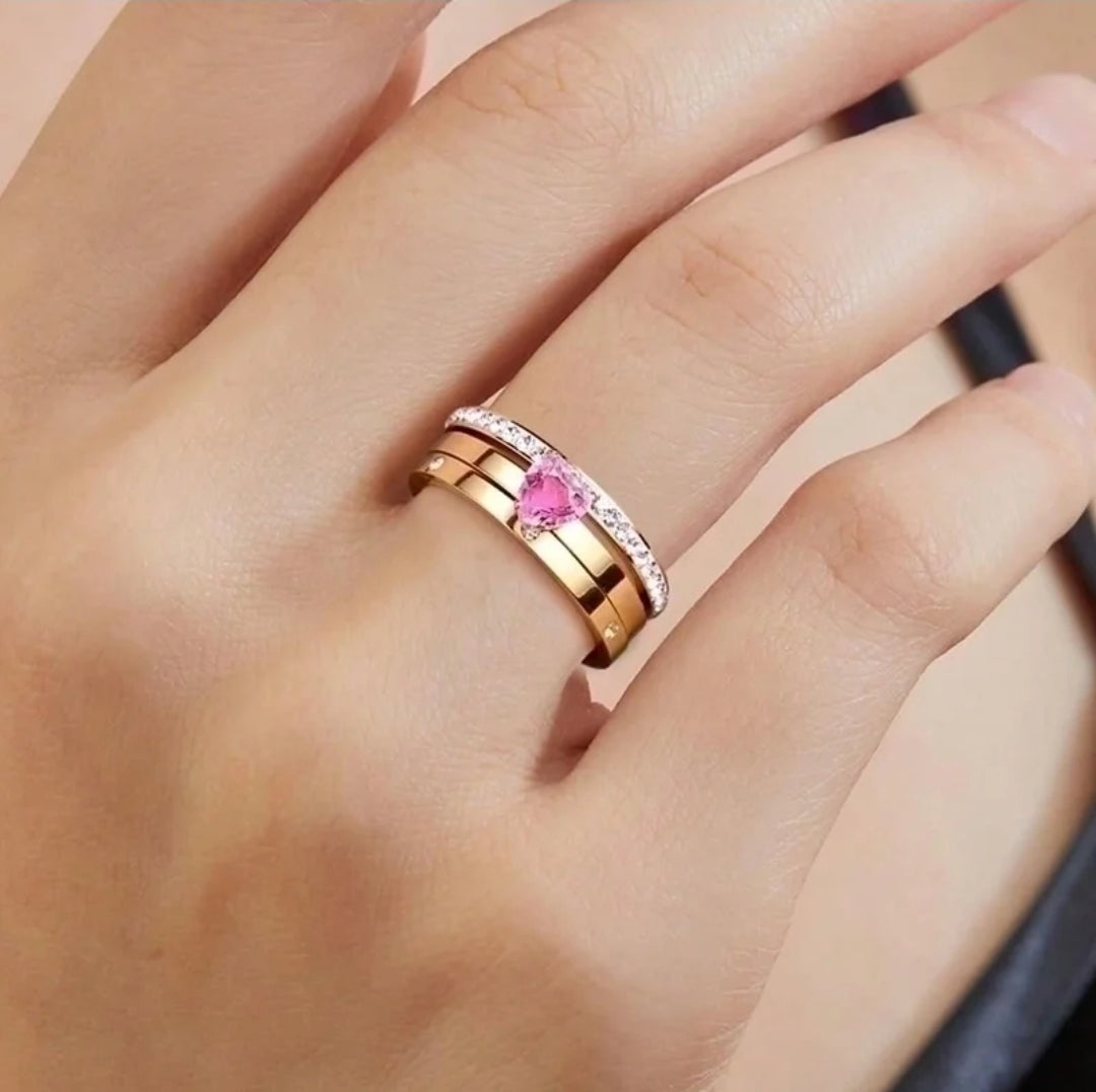 Anello "Trixy" acciaio e zirconi