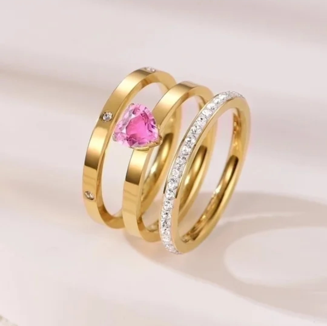 Anello "Trixy" acciaio e zirconi